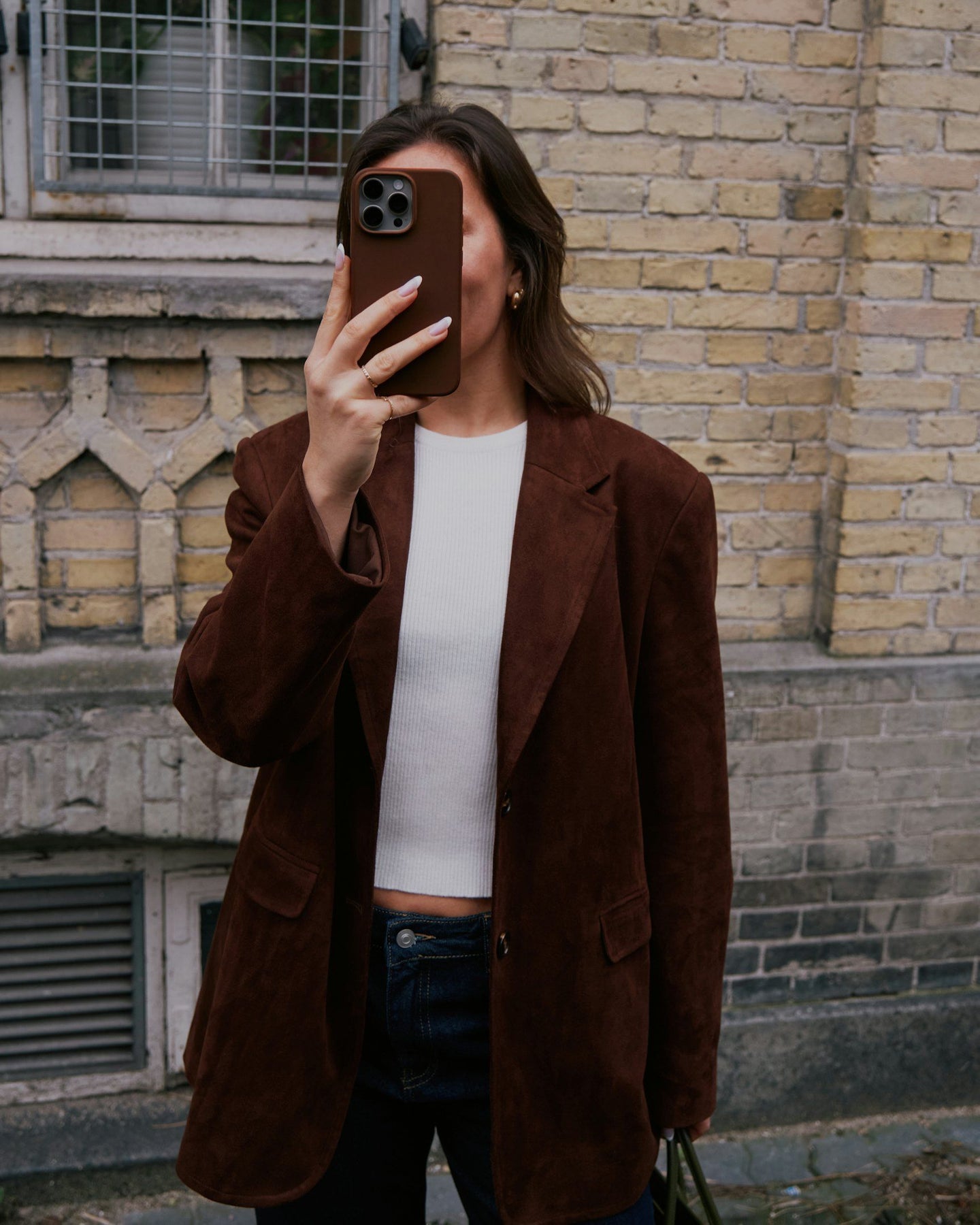 Namy Faux Suede Blazer - Brun