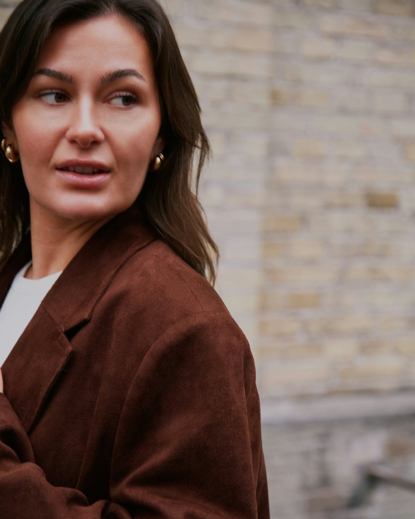 Namy Faux Suede Blazer - Brun