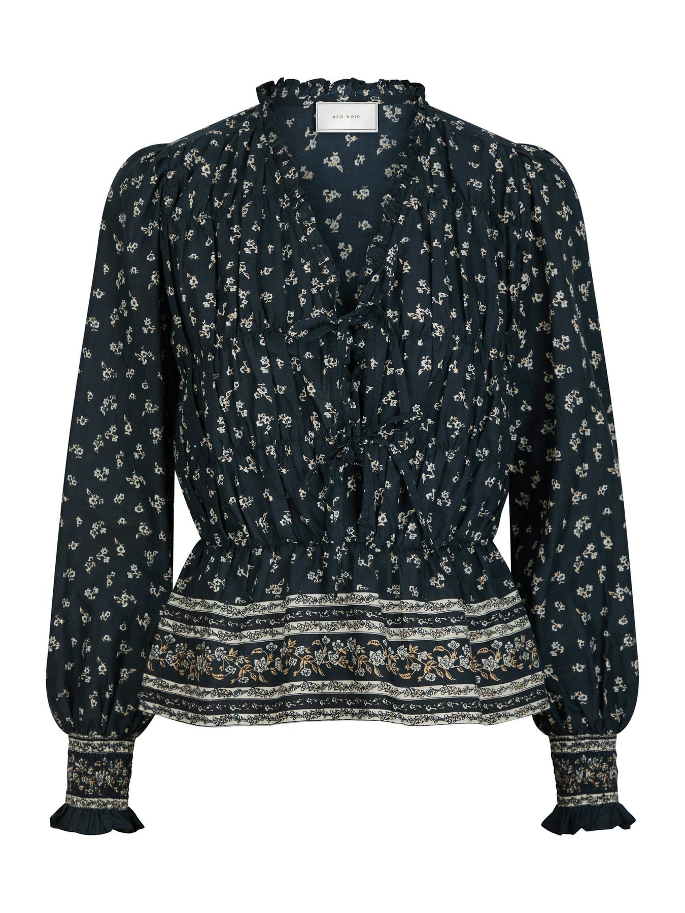 Ora Mini Border Blus - Camel
