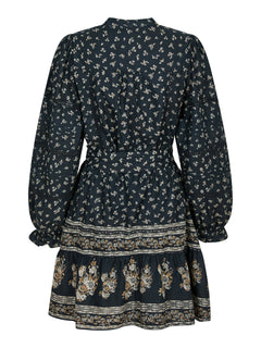 Siri Mini Border Print Dress - Camel