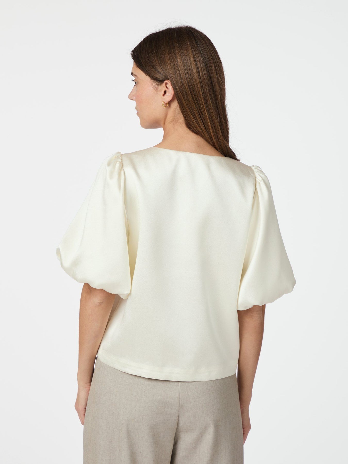 Aisa Dull Satin Blouse - Ivory