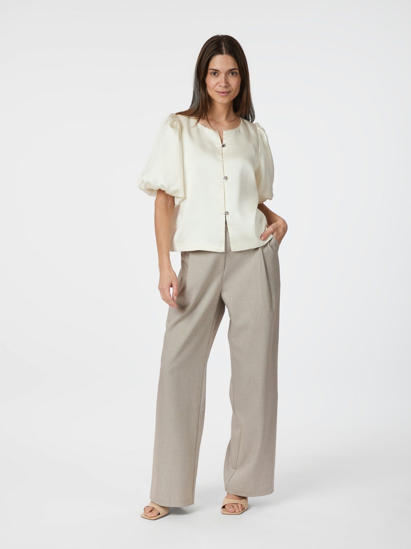 Aisa Dull Satin Blouse - Ivory
