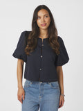 Aisa Dull Satin Blus - Navy
