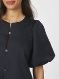 Aisa Dull Satin Blus - Navy