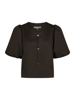 Aisa Dull Satin Blouse - Brown