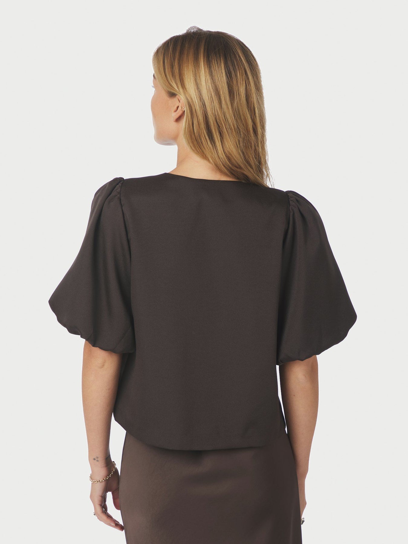 Aisa Dull Satin Blouse - Brun