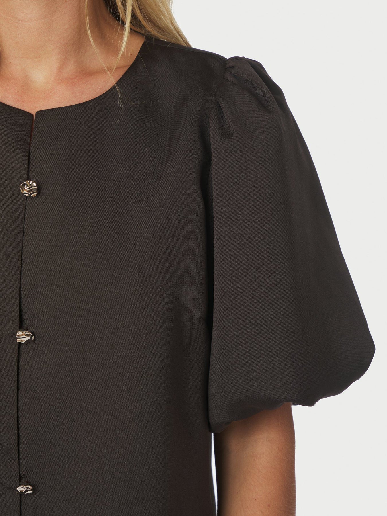 Aisa Dull Satin Blouse - Brun