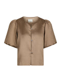 Aisa Dull Satin Blus - Dark Taupe