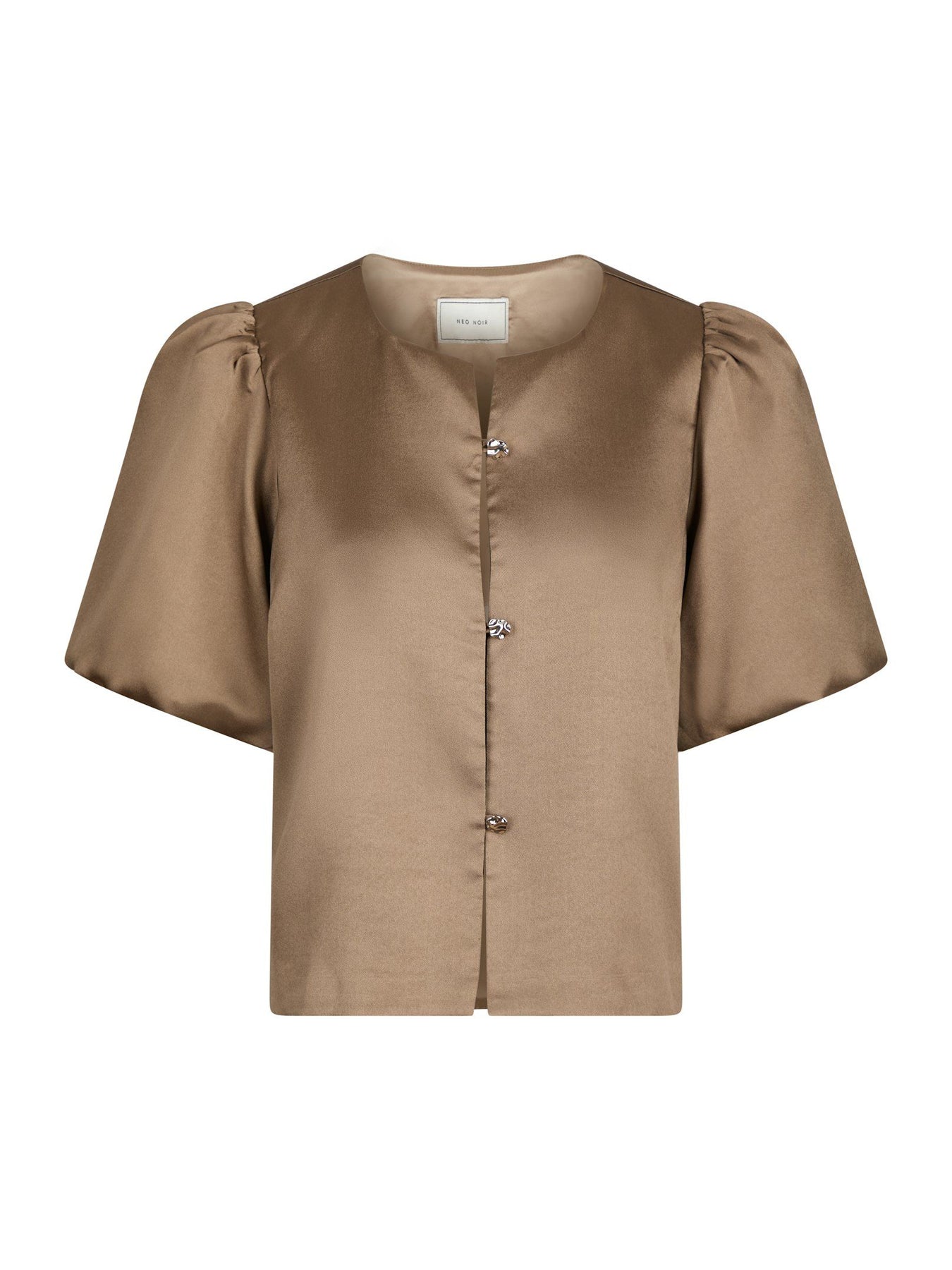 Aisa Dull Satin Blus - Dark Taupe