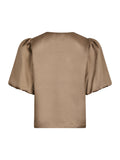 Aisa Dull Satin Blus - Dark Taupe