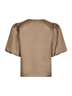 Aisa Dull Satin Blouse - Dark Taupe