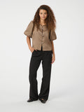 Aisa Dull Satin Blus - Dark Taupe