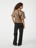 Aisa Dull Satin Blus - Dark Taupe