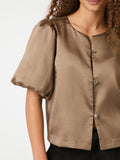 Aisa Dull Satin Blus - Dark Taupe