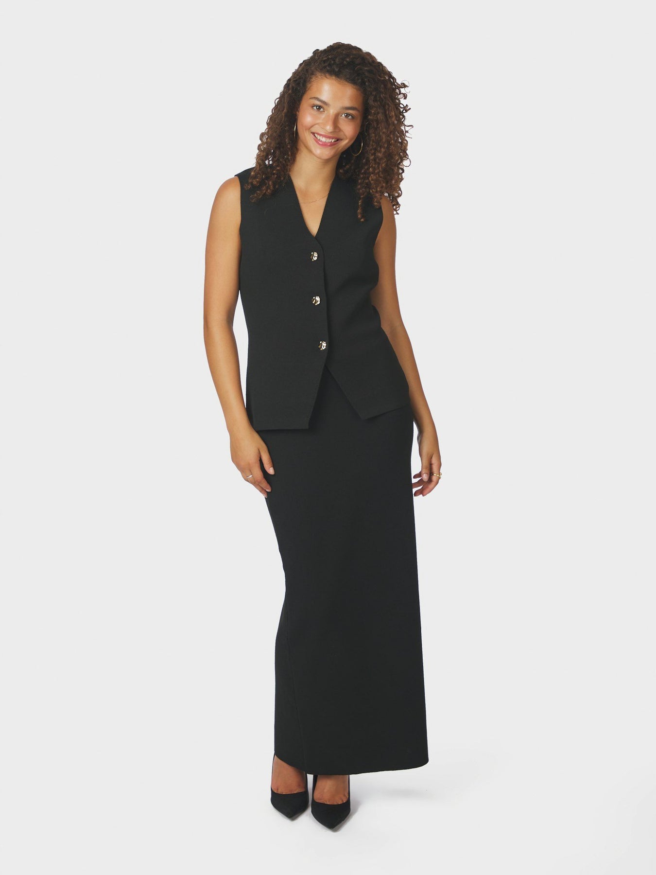 Neo Noir Sway Smooth Knit Waistcoat - Svart