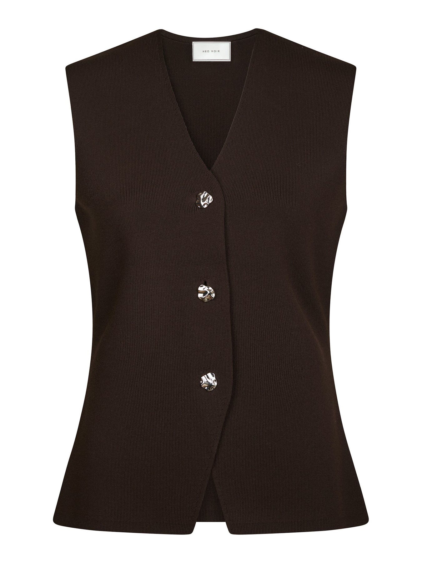 Sway Smooth Knit Waistcoat - Mörkbrun