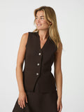 Sway Smooth Knit Waistcoat - Mörkbrun