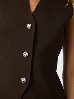 Sway Smooth Knit Waistcoat - Dark Brown