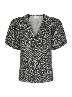 Irina Zebra Blouse - Black