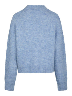 Paulina Fluffy Knit Blouse - Dusty Blue