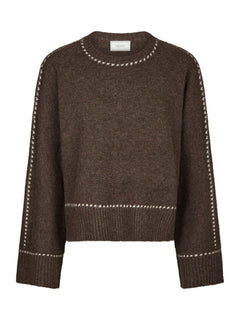 Roeme Knit Stitch Blouse - Brown Melange