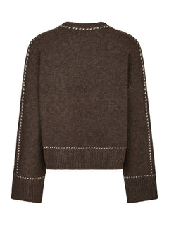Roeme Knit Stitch Blouse - Brown Melange