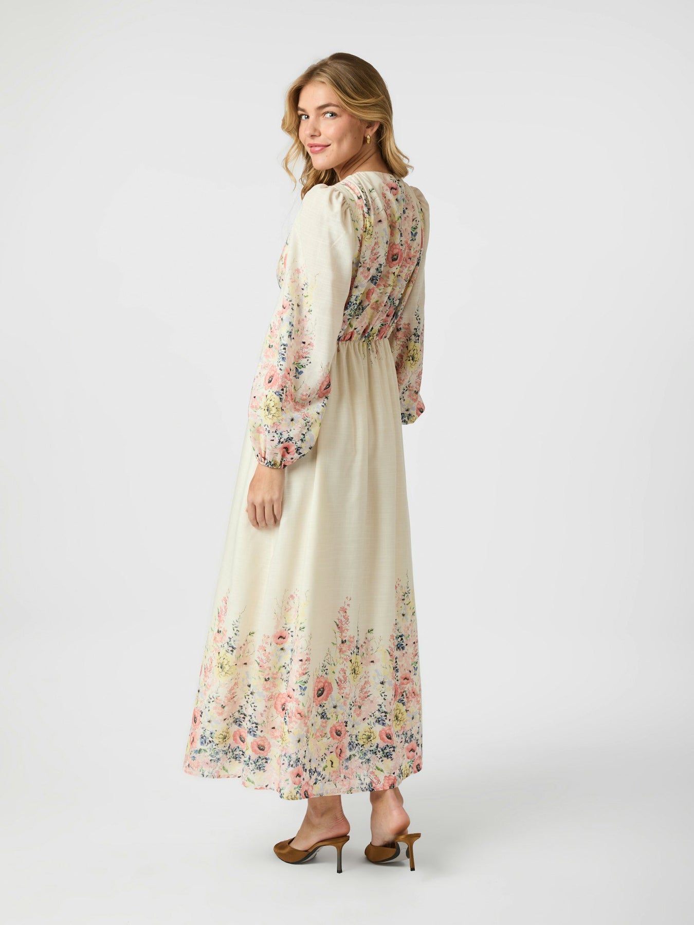 Silfi Flower Print Dress - Creme