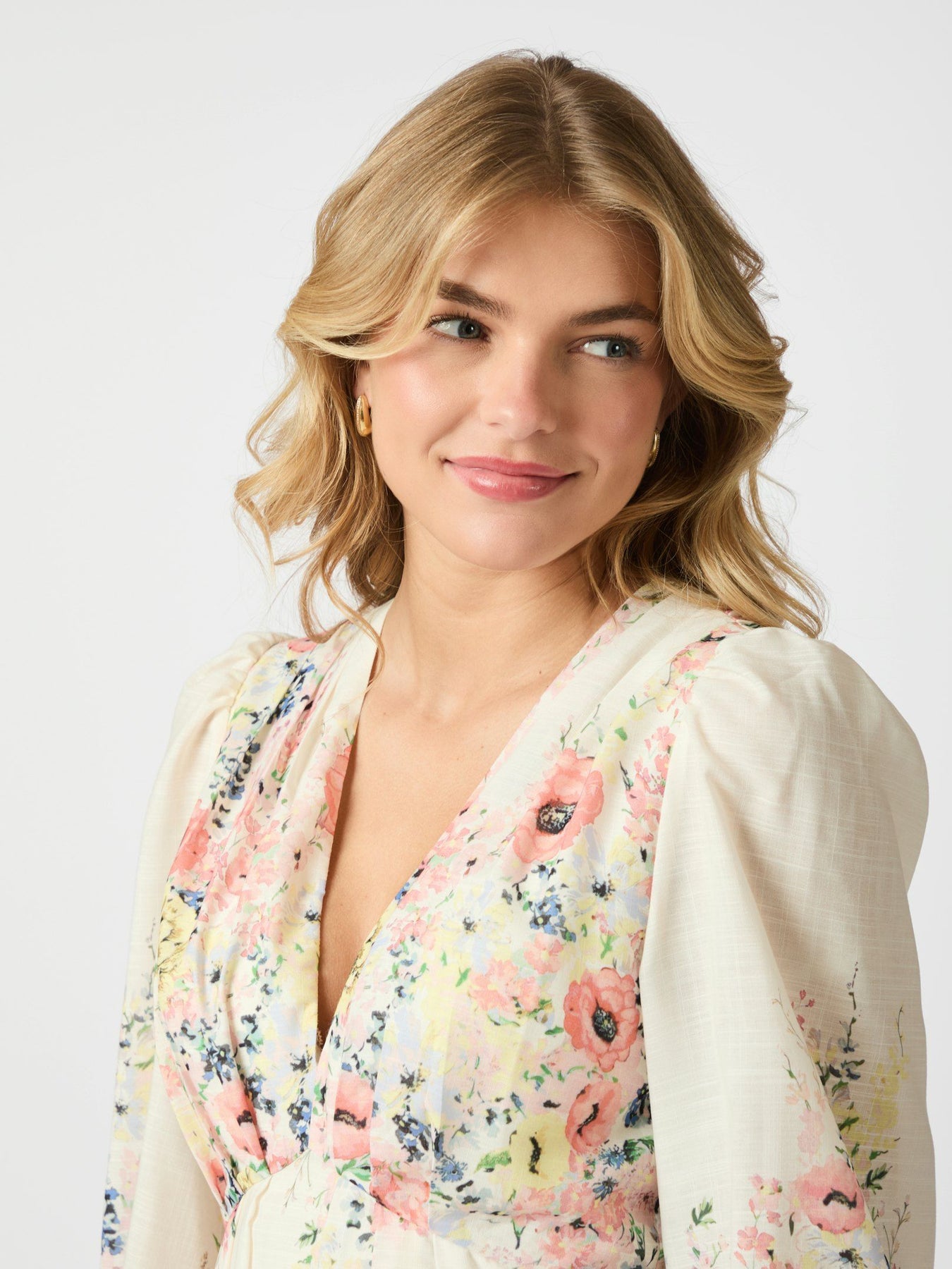 Silfi Flower Print Dress - Creme