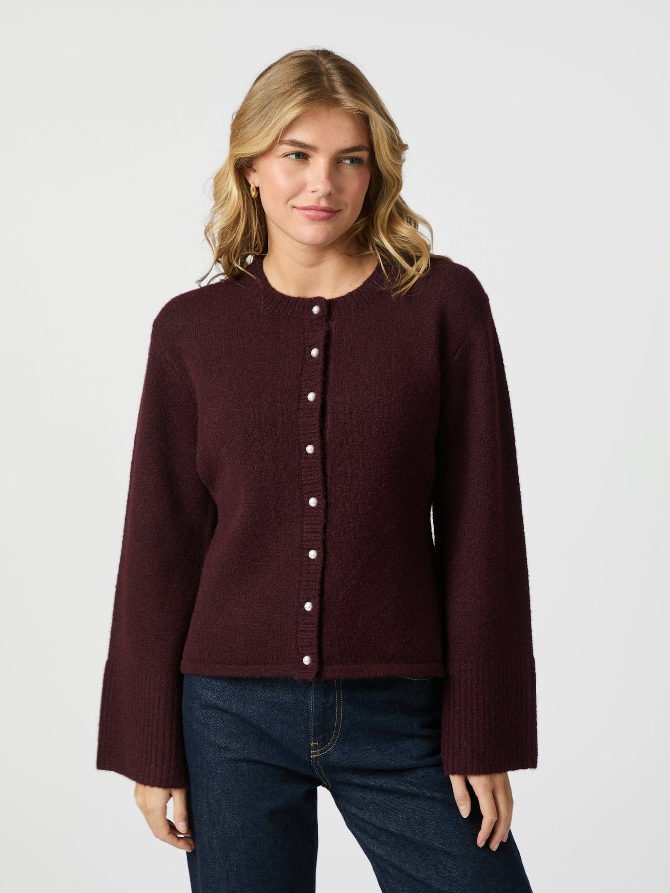 Mixie Knit Cardigan - Vinröd