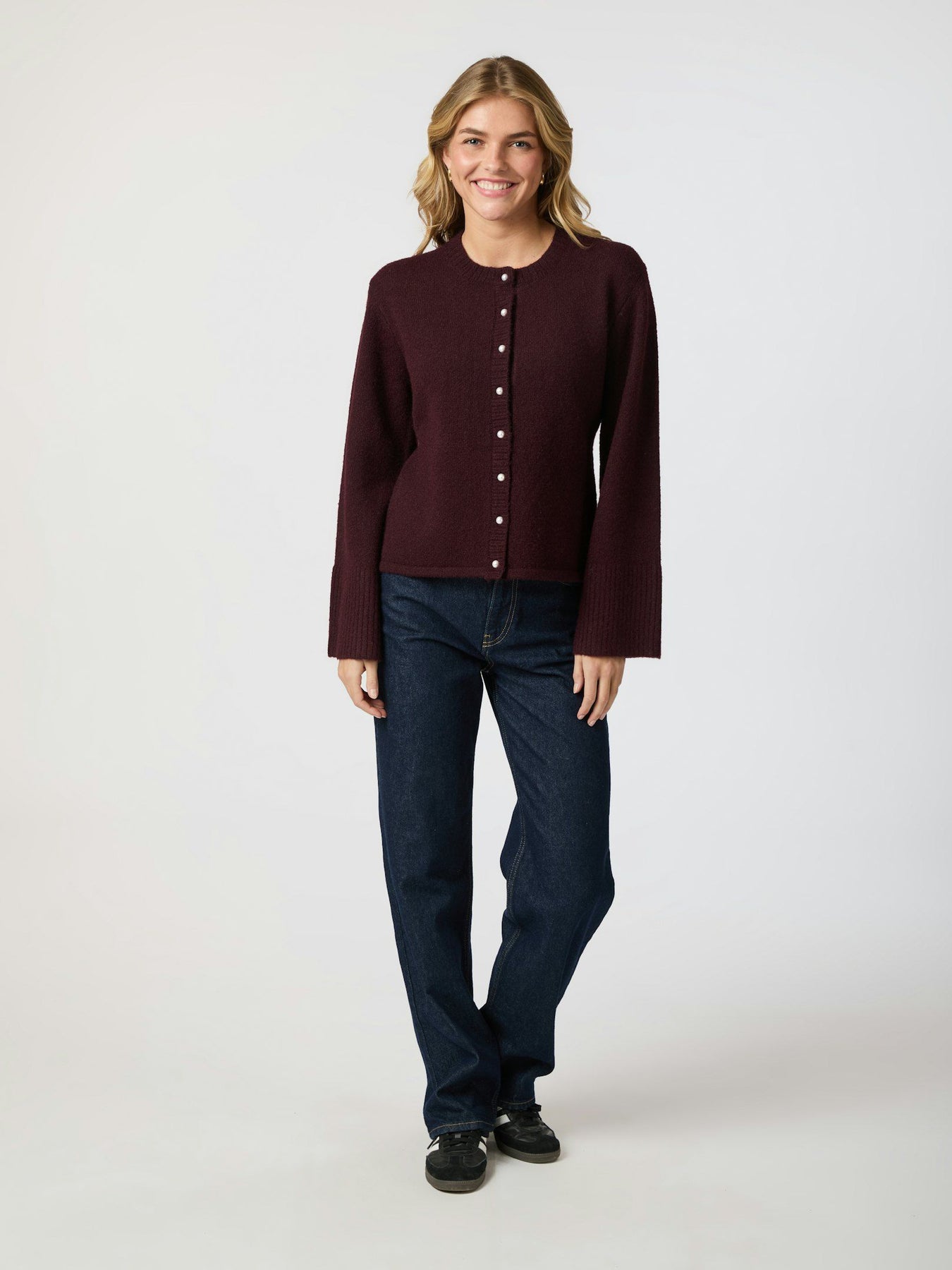 Mixie Knit Cardigan - Vinröd