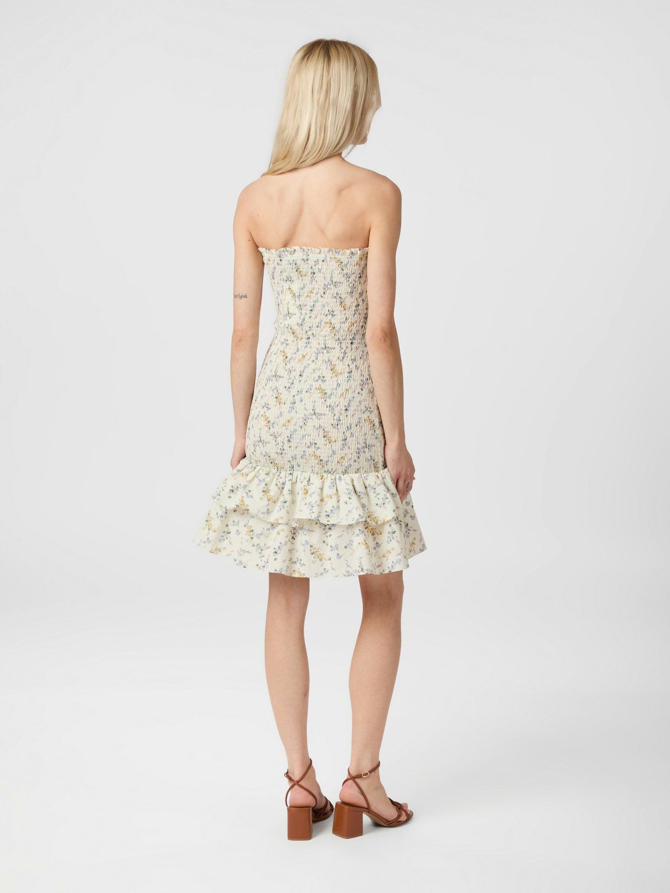 Mikka Smock Print Dress - Creme