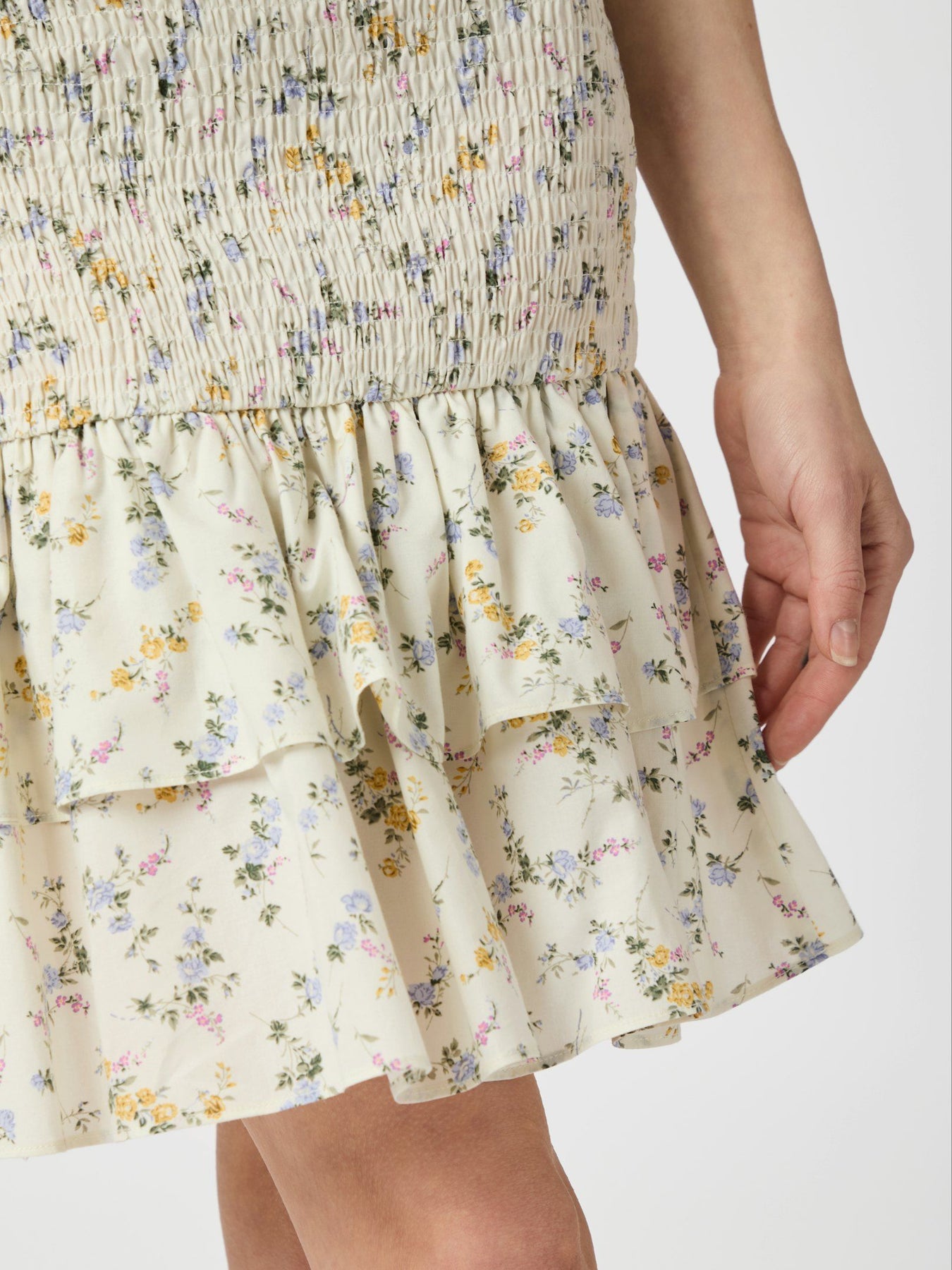 Mikka Smock Print Dress - Creme
