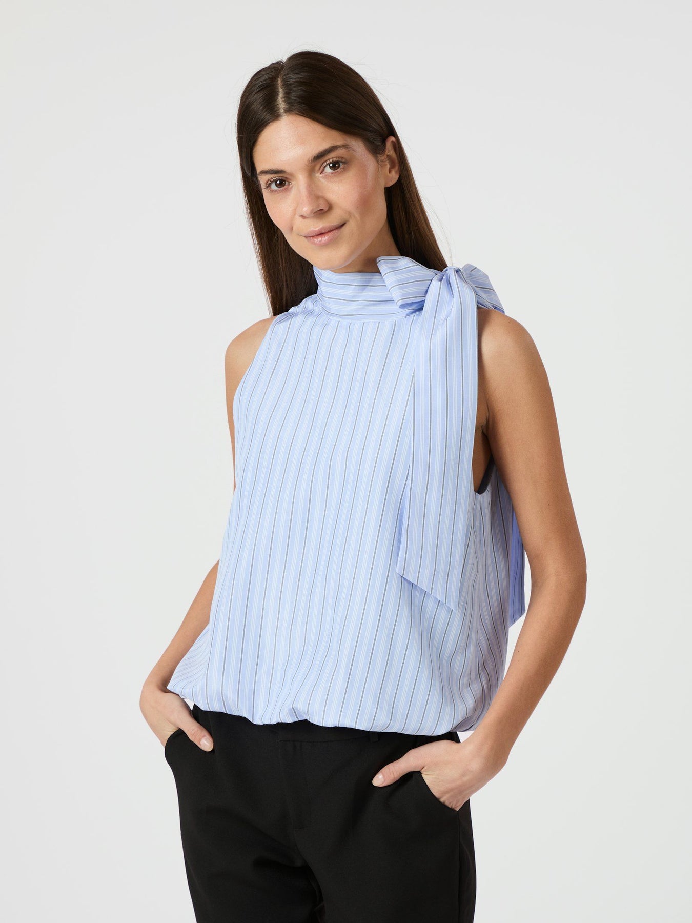 Veda Stripe Top - Ljusblå
