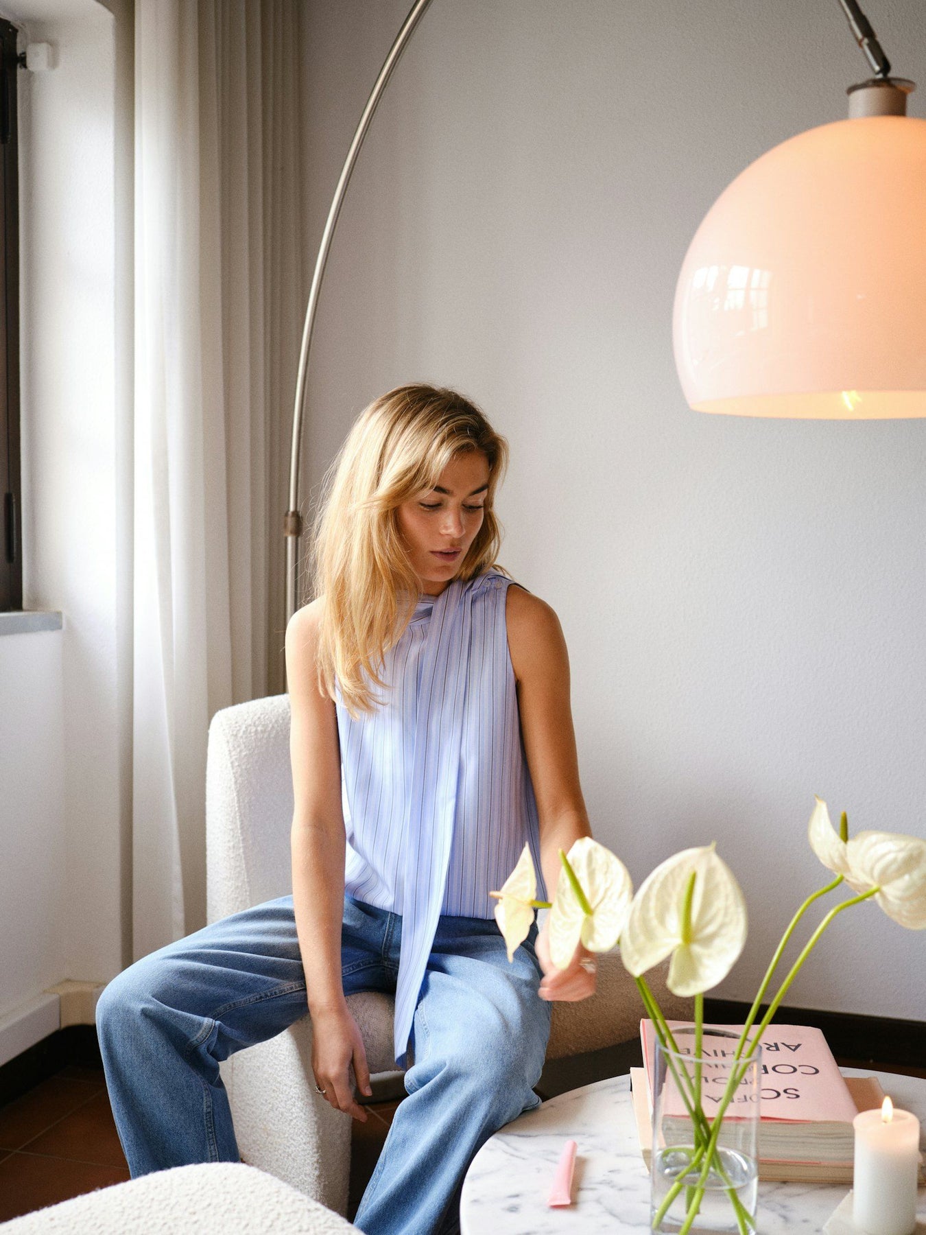 Veda Stripe Top - Ljusblå