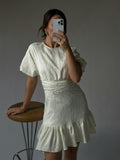 Sulli Jacquard Dress - Creme