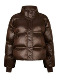 Rhea Shiny Puffer Jacket - Mörkbrun