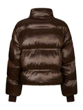 Rhea Shiny Puffer Jacket - Mörkbrun
