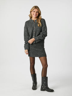 Taura Fluffy Knit Cardigan - Antracit