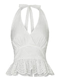 Ribbi Halter Neck Top - Vit
