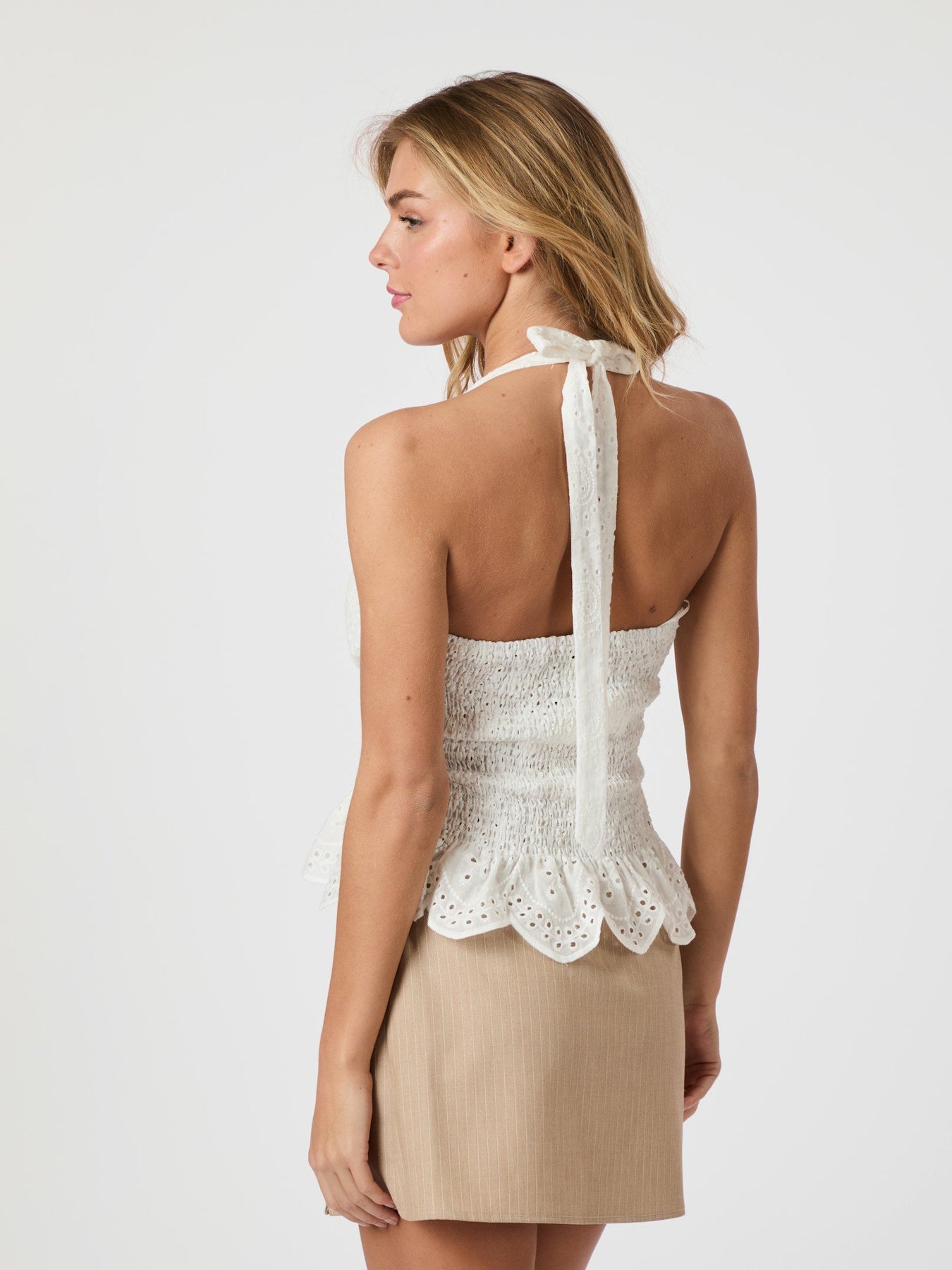Ribbi Halter Neck Top - Vit
