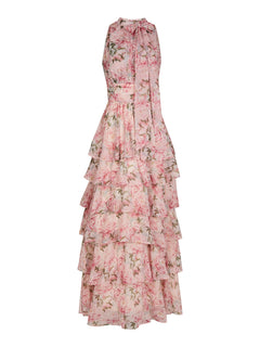Marli Flower Chiffon Dress - Rose