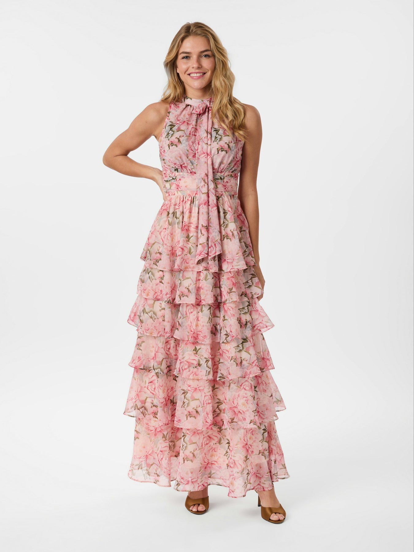 Marli Flower Chiffon Dress - Rosa