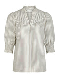 Diana Crepe Stripe Blouse - Brown