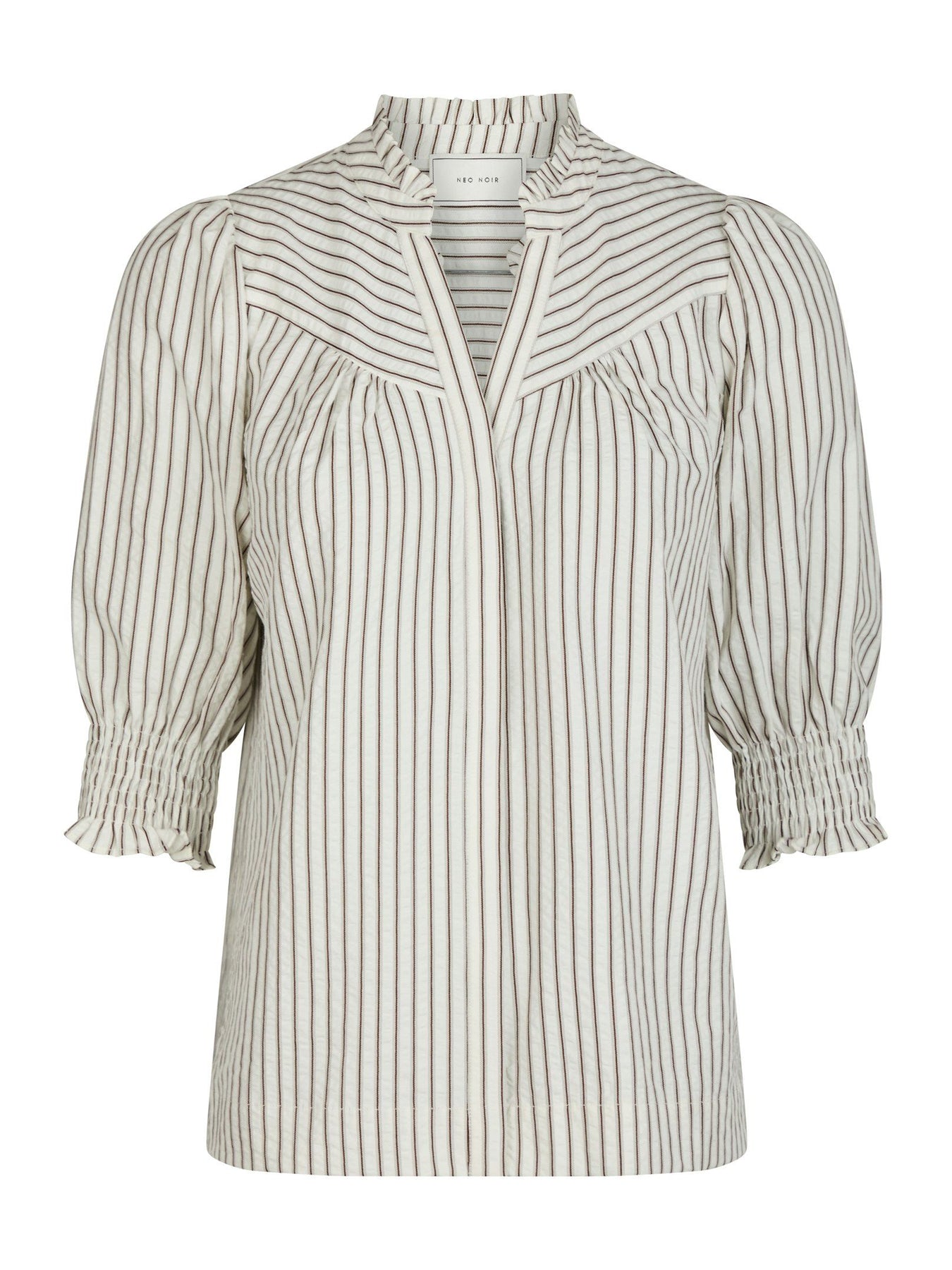 Diana Crepe Stripe Blouse - Brown