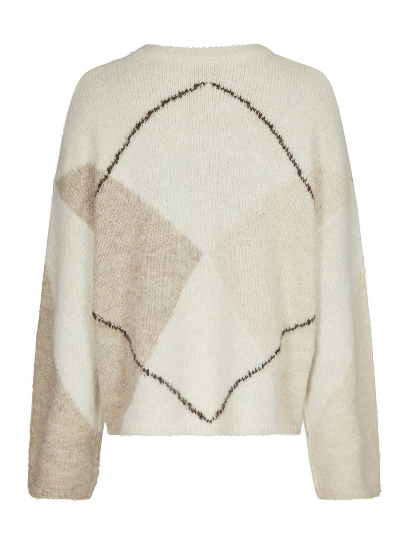 Inga Check Fluff Knit Blouse - Creme
