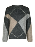 Inga Check Fluff Knit Blus - Antracit