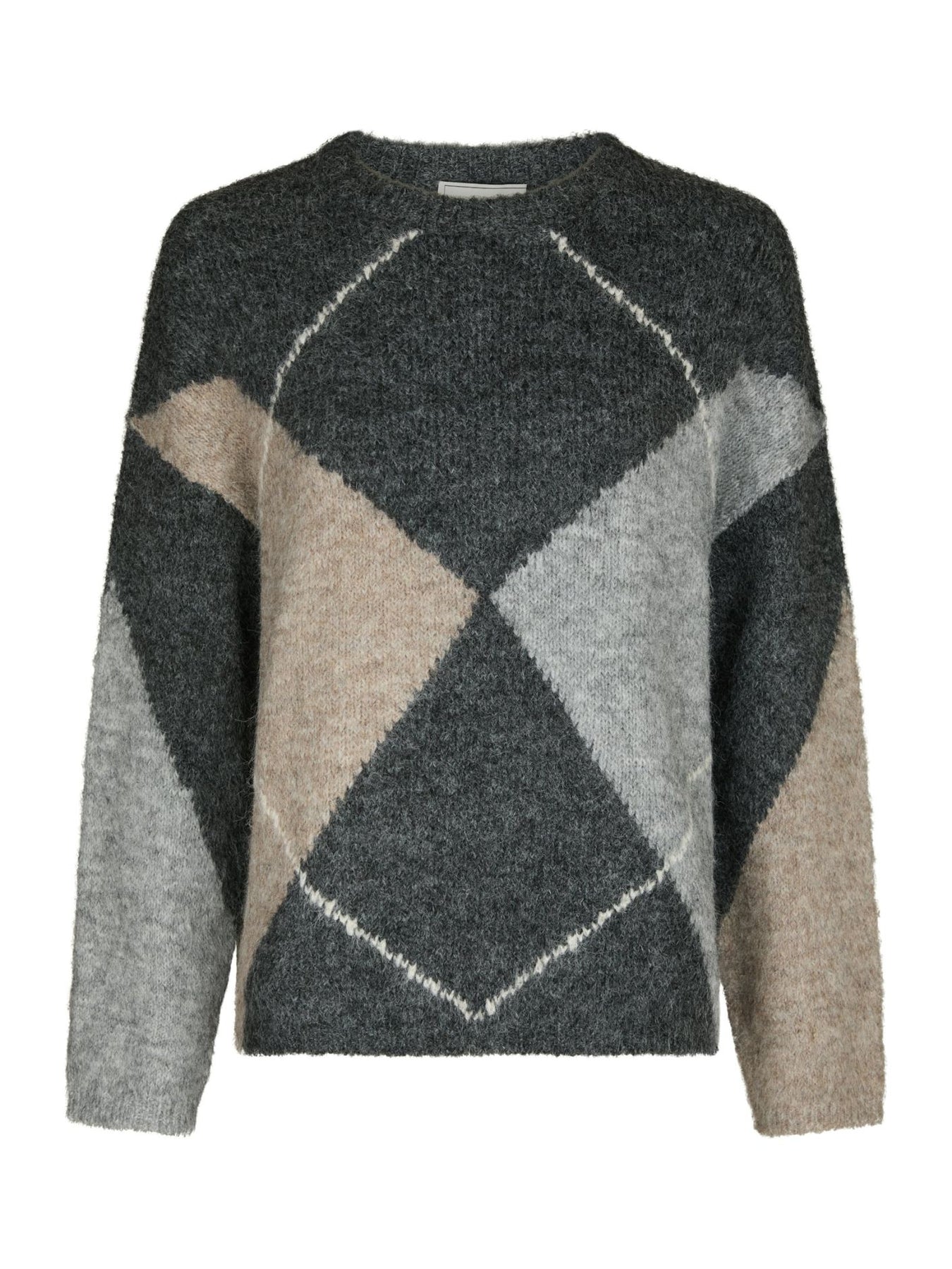Inga Check Fluff Knit Blus - Antracit