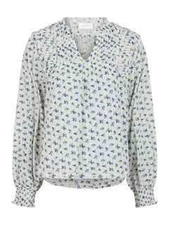 Nipoa Dot Flower Blouse - Blue