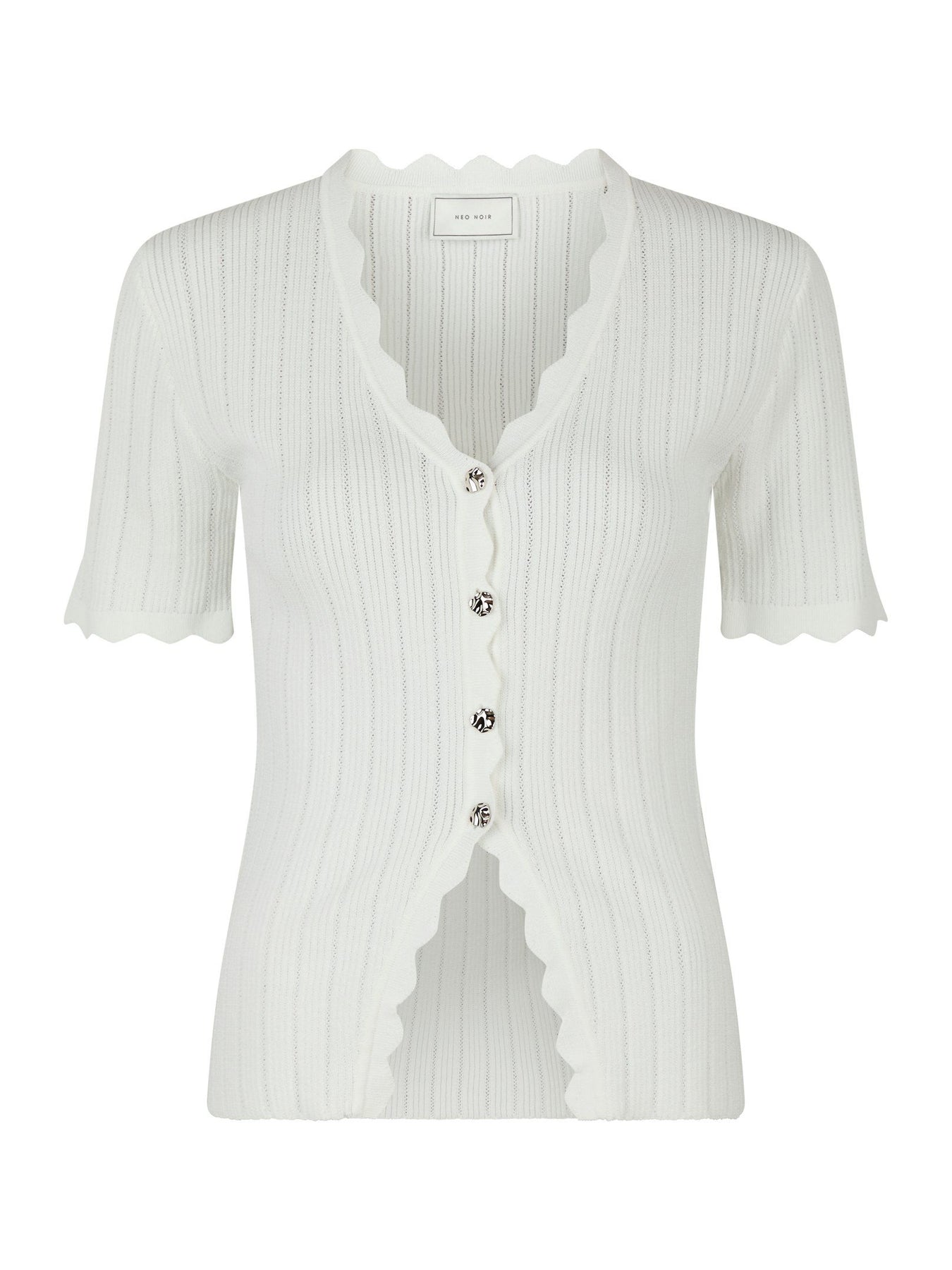 Larifa Stitch Knit Tee - White