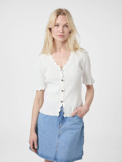 Larifa Stitch Knit Tee - White